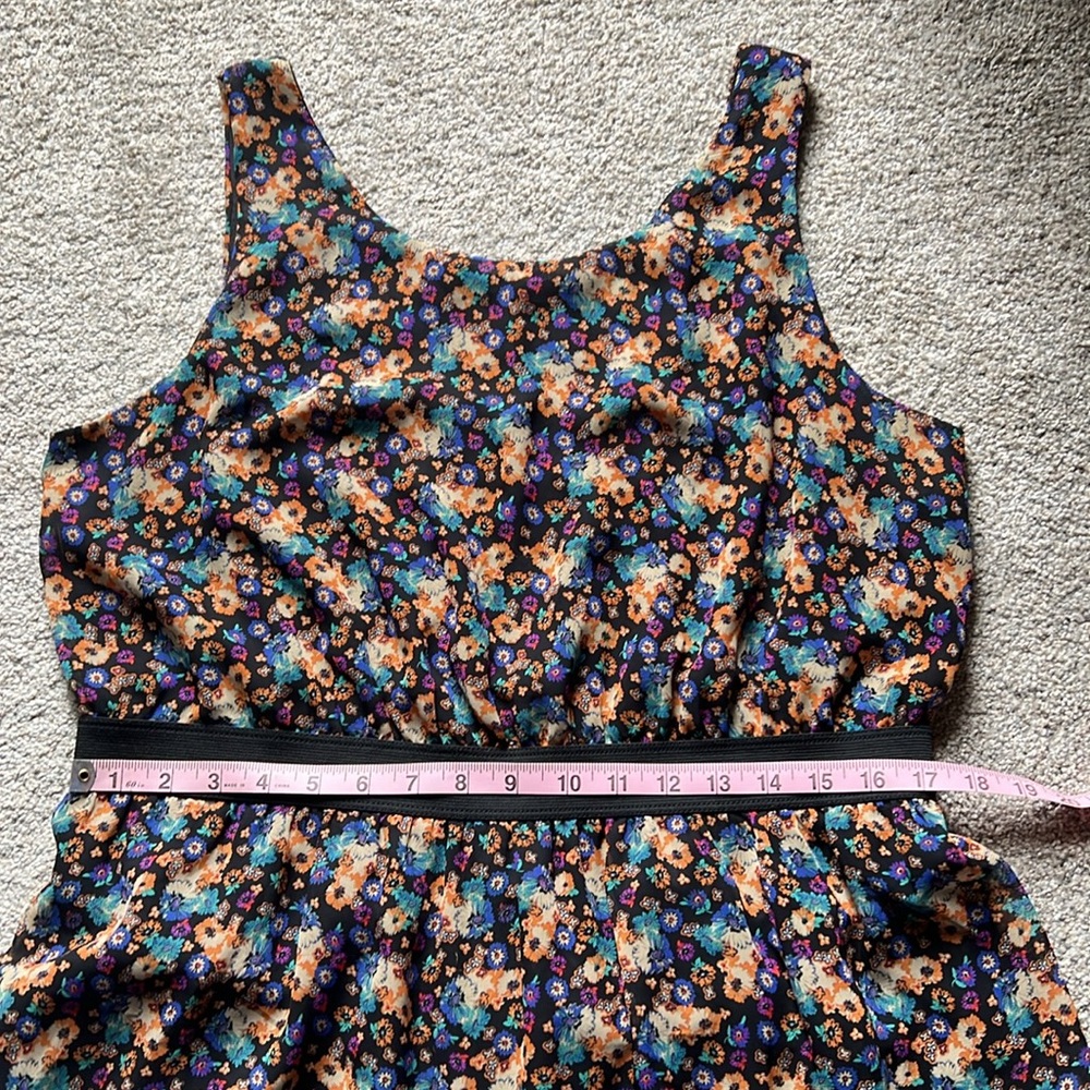 Xhilaration Sleeveless Floral Dress XL Black Orange Blue Purple Flowers Keyhole - Picture 10 of 15